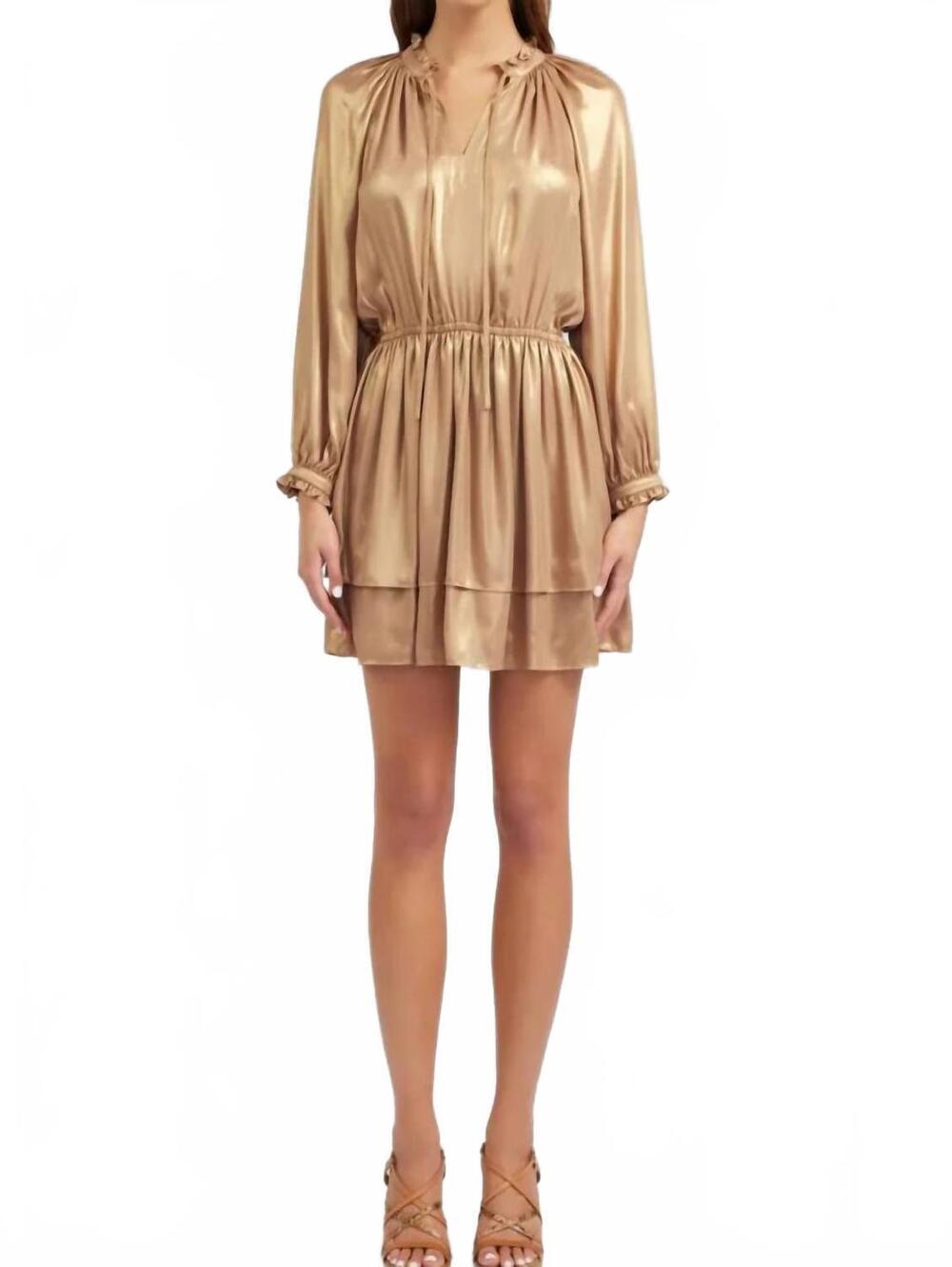 NEW CURRENT AIR golden goddess mini dress in gold